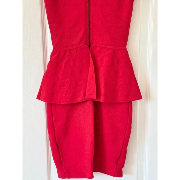 BCBGMaxAzaria Poppy Red Peplum Sleeveless Mini Dress XS  90% Rayon 9% Nylon 1% S - Picture 12 of 16